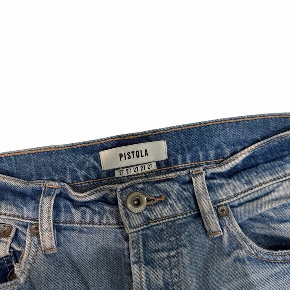 Pistola Charlie High Rise Crop Jeans Size 27 Distressed Denim Raw Frayed Hems - Picture 6 of 8